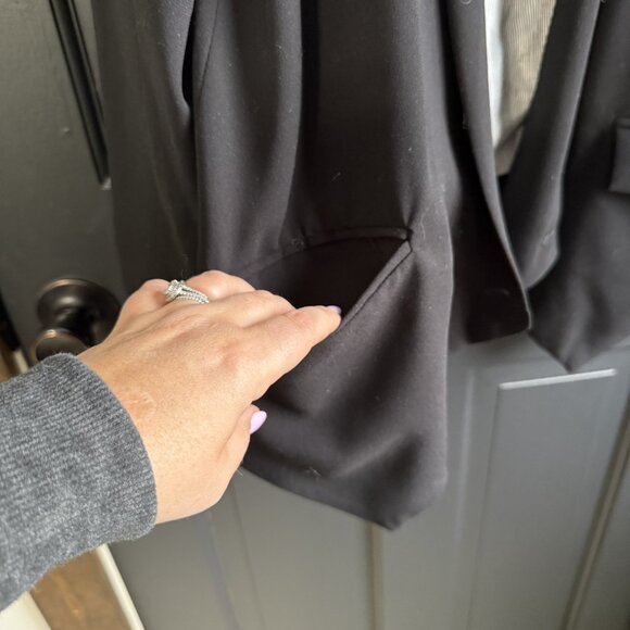 Anthropologie Cartonnier Black Blazer Jacket Draped Open- Front Size Small - Picture 8 of 14